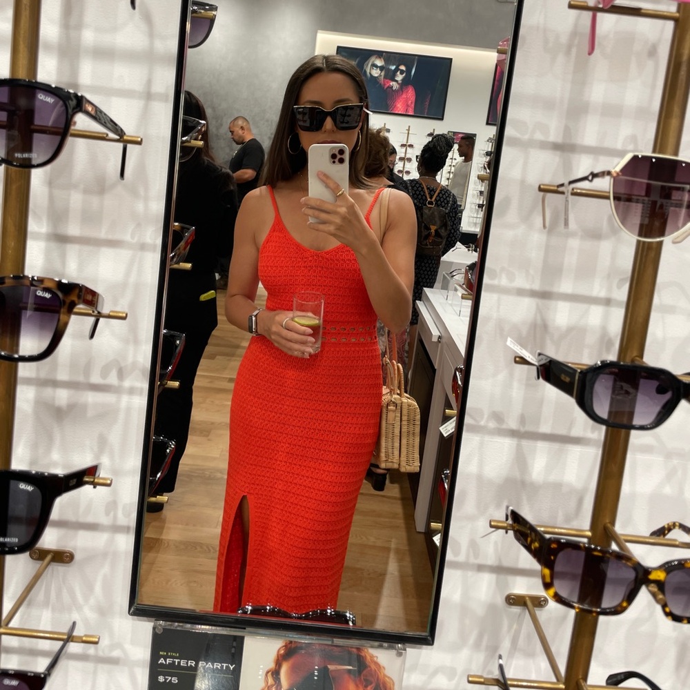 Mango Knit Red Orange Dress
